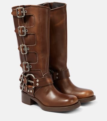 Stivali in pelle con borchie | Miu Miu