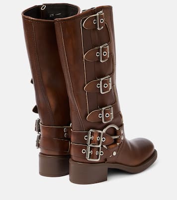 Stivali in pelle con borchie | Miu Miu