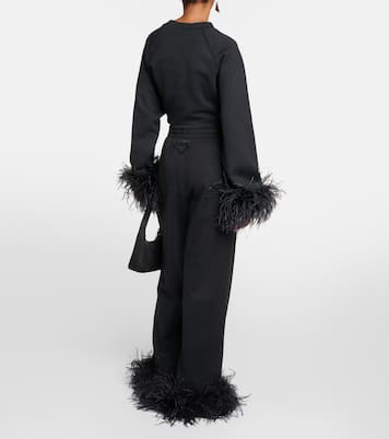 Pantaloni in cotone con piume | Prada