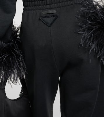 Pantaloni in cotone con piume | Prada