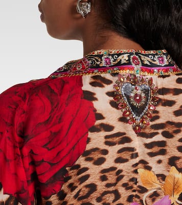 Printed lace-trimmed silk cardigan | Camilla