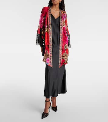 Printed lace-trimmed silk cardigan | Camilla