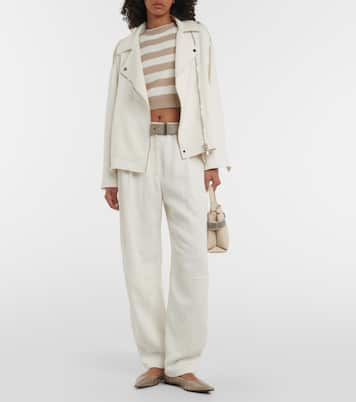 Pantaloni regular in cotone e lino | Brunello Cucinelli