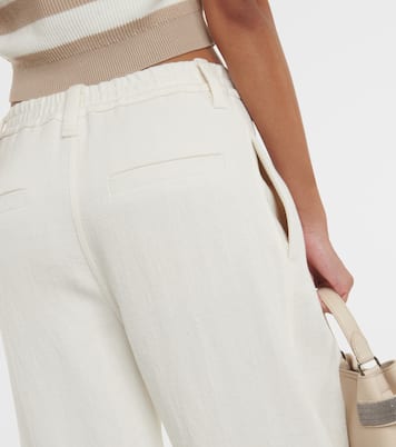 Pantaloni regular in cotone e lino | Brunello Cucinelli