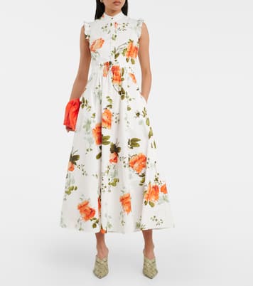 Floral cotton poplin midi dress | Erdem