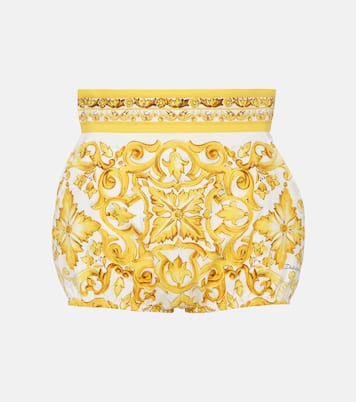 Shorts Majolica in cotone a vita alta | Dolce&Gabbana