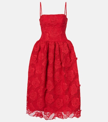 Abito bustier midi in pizzo  | Self-Portrait