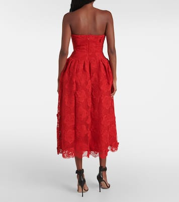 Abito bustier midi in pizzo  | Self-Portrait