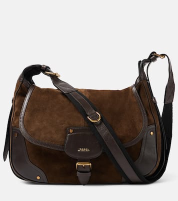 Sierra leather-trimmed suede shoulder bag | Isabel Marant