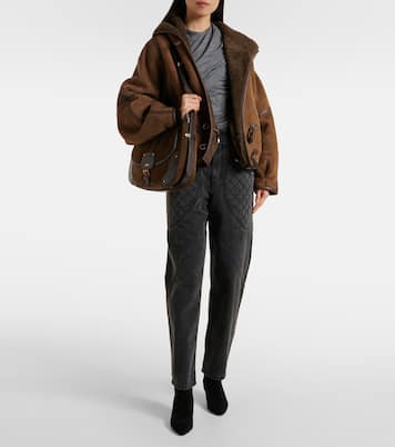 Sierra leather-trimmed suede shoulder bag | Isabel Marant