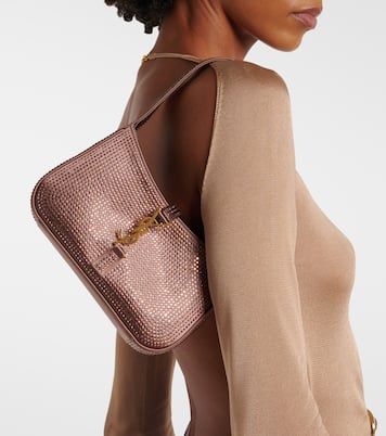 Borsa a spalla Le 5 à 7 Mini in raso con cristalli | Saint Laurent