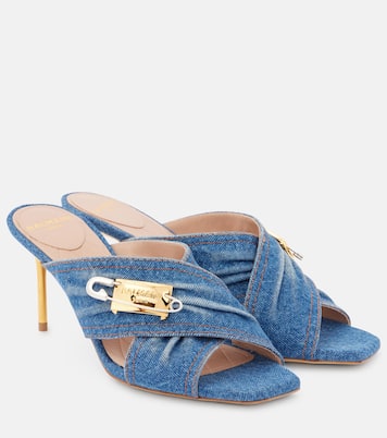 Mules 75 en jean à ornements | Balmain