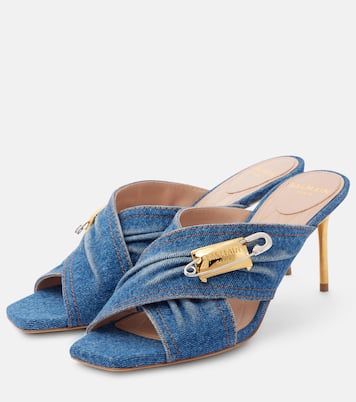 Mules 75 en jean à ornements | Balmain
