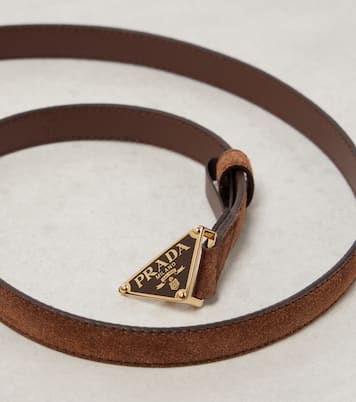 Ceinture en daim à logo | Prada