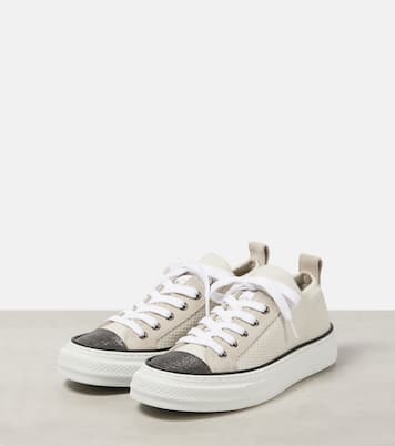 Slip-on Kate in maglia con suede | Brunello Cucinelli