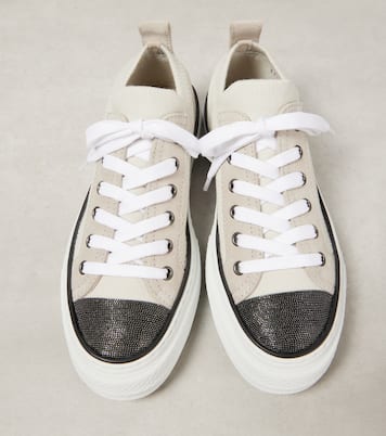 Slip-on Kate in maglia con suede | Brunello Cucinelli