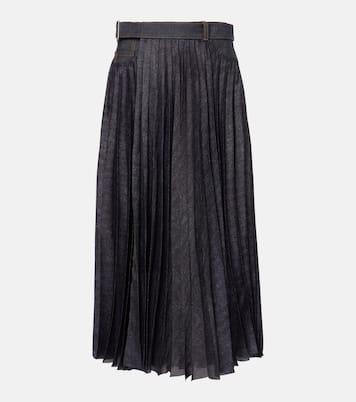 Falda midi plisada de denim | Sacai