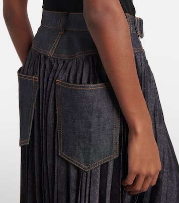Falda midi plisada de denim | Sacai