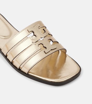 Ines metallic leather slides | Tory Burch