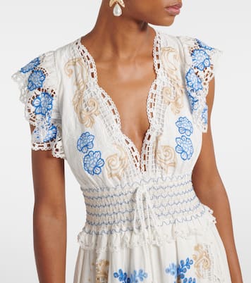 Besticktes Maxikleid aus einem Leinengemisch | Farm Rio