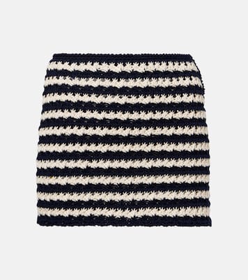 Mini-jupe rayée en crochet de coton | Prada