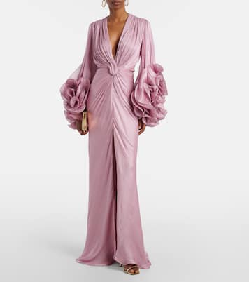Ruffled gathered gown | Costarellos