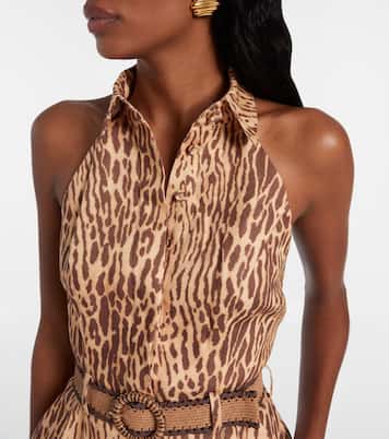 Printed linen jumpsuit | Zimmermann