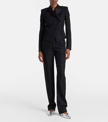 Double-breasted wool-blend blazer  | McQueen