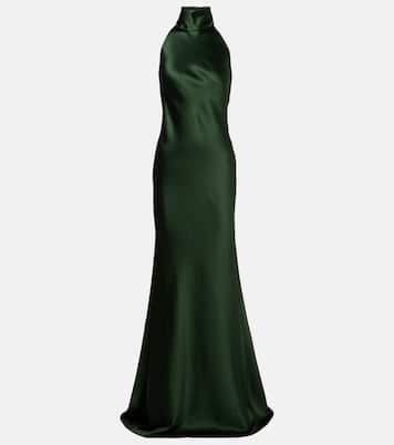 Chilton halterneck open-back satin gown | Ralph Lauren Collection