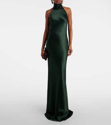 Chilton halterneck open-back satin gown | Ralph Lauren Collection