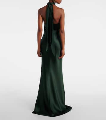 Chilton halterneck open-back satin gown | Ralph Lauren Collection