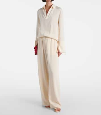 Pantaloni Bonn a gamba larga in misto seta | Max Mara