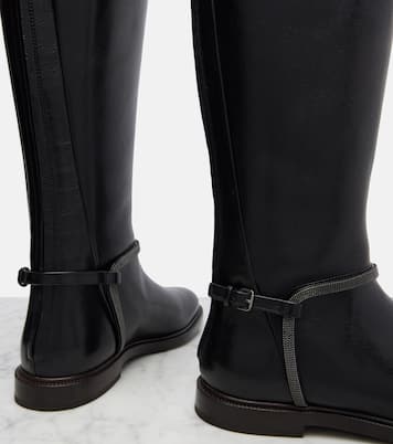 Monili leather knee-high boots | Brunello Cucinelli