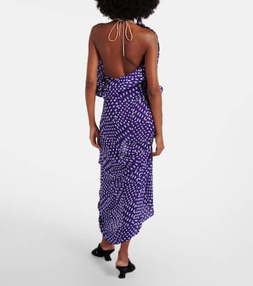 Draped polka-dot satin midi dress | Dries Van Noten