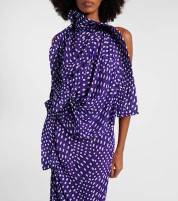 Draped polka-dot satin midi dress | Dries Van Noten