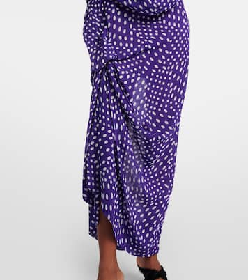 Draped polka-dot satin midi dress | Dries Van Noten