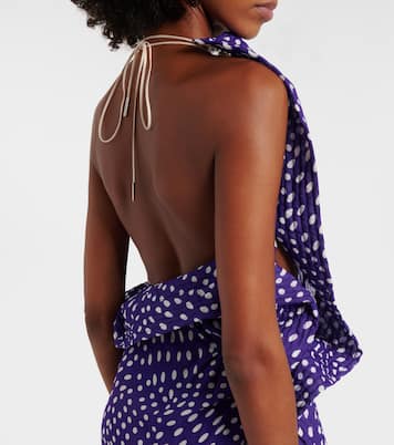 Draped polka-dot satin midi dress | Dries Van Noten