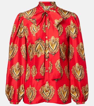 Blusa de seda estampada con lazada | Dolce&Gabbana