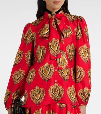 Blusa de seda estampada con lazada | Dolce&Gabbana