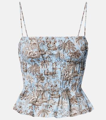 Floral ruched cotton top | Staud