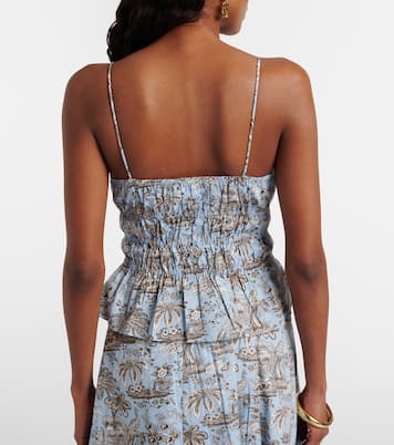 Floral ruched cotton top | Staud