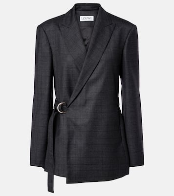 Prince of Wales check wool wrap blazer | Loewe