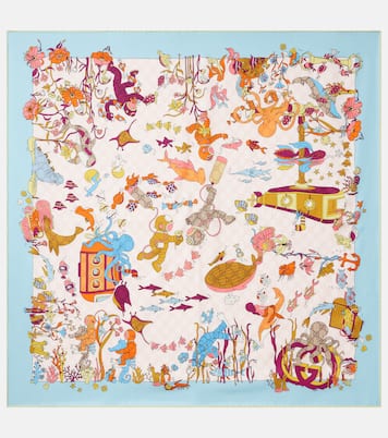 GG printed silk twill scarf | Gucci