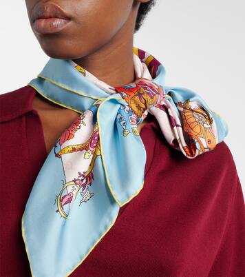 GG printed silk twill scarf | Gucci