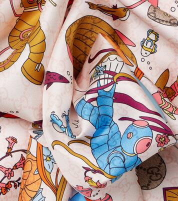 GG printed silk twill scarf | Gucci