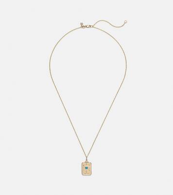 Eye Tarot Card 14kt gold pendant necklace with turquoise and diamonds | Sydney Evan