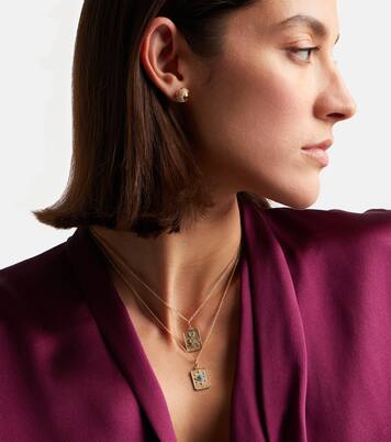 Eye Tarot Card 14kt gold pendant necklace with turquoise and diamonds | Sydney Evan