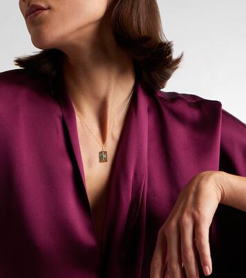 Eye Tarot Card 14kt gold pendant necklace with turquoise and diamonds | Sydney Evan