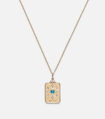Eye Tarot Card 14kt gold pendant necklace with turquoise and diamonds | Sydney Evan