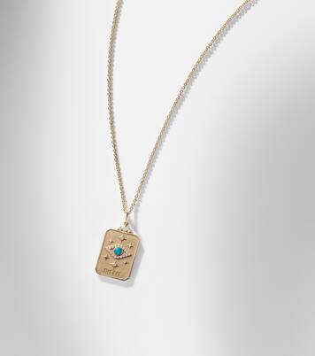 Eye Tarot Card 14kt gold pendant necklace with turquoise and diamonds | Sydney Evan